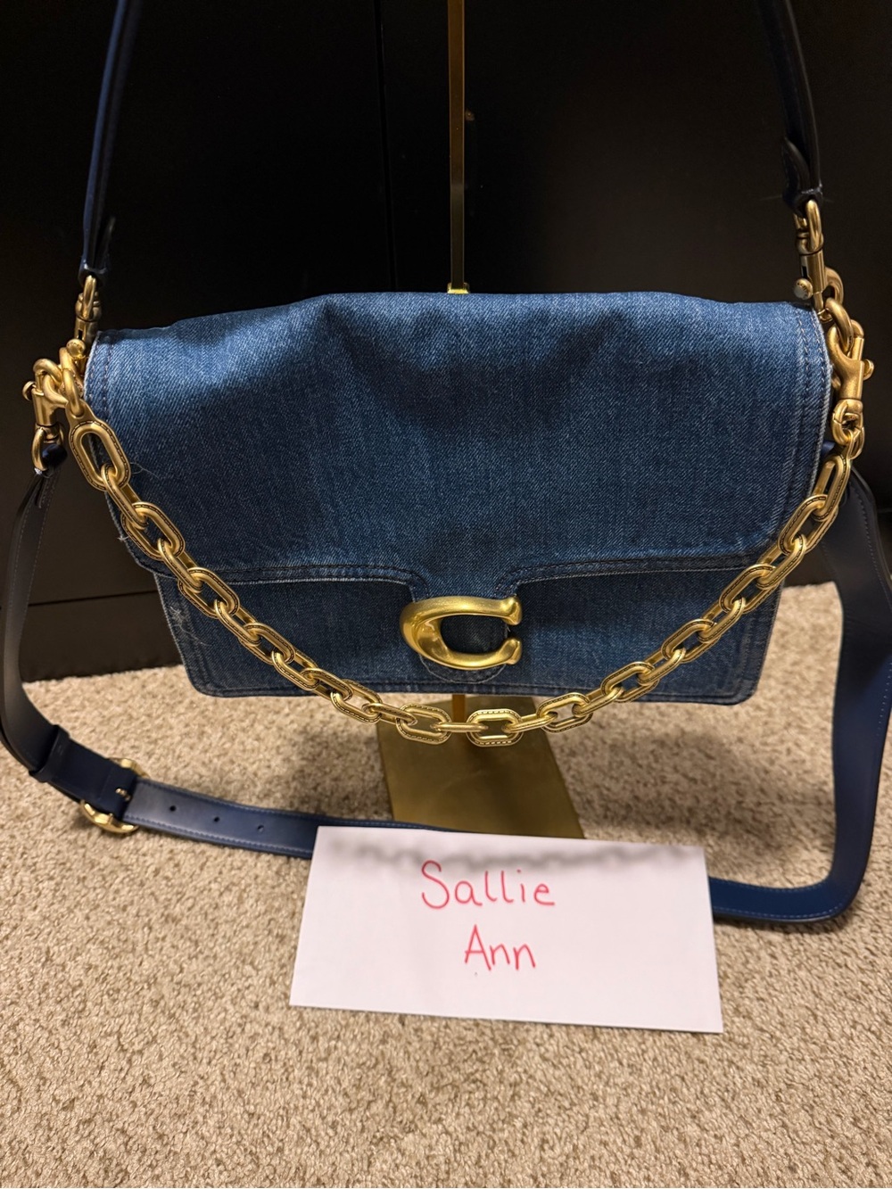 Coach Denim Tabby 30 Shoulder Bag in Blue with Gold Hardware and chain NWT - Picture 2 of 4